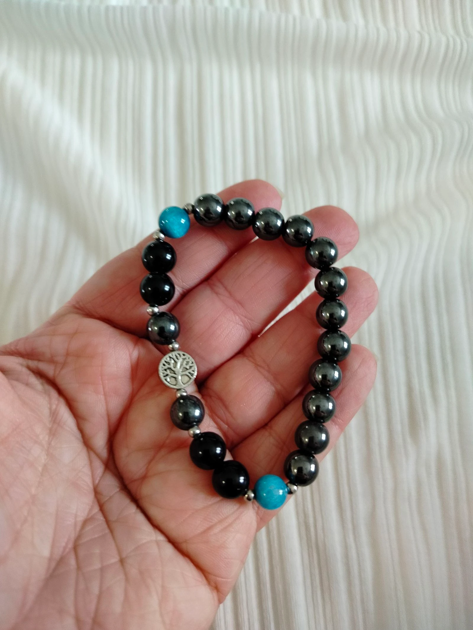 Stylish black blue natural stone bracelet – photo 3